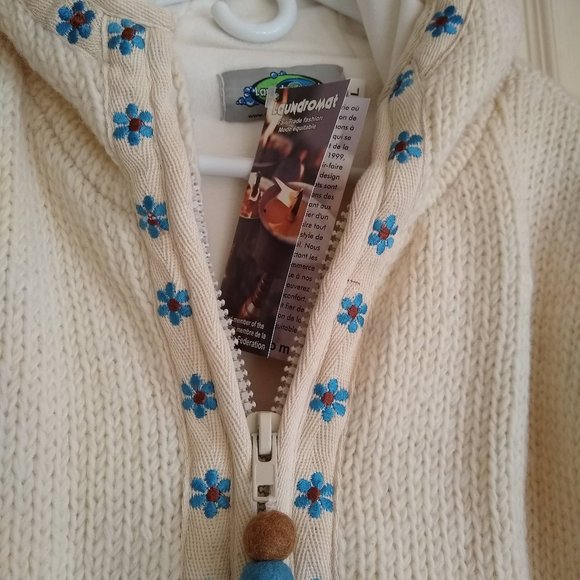 vintage y2k Laundromat wool sweater jacket with hood NWT - Picture 4 of 12